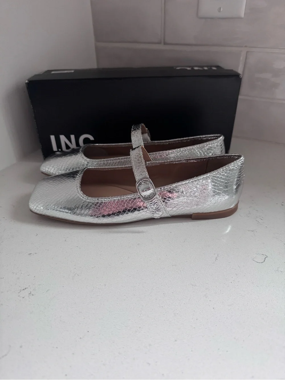 INC International Concepts Silver Women’s Mary Jane Flats